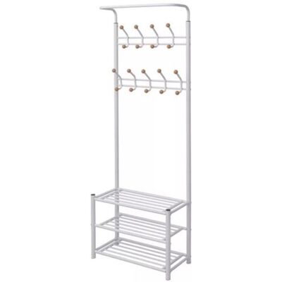 Portant à vêtements avec rangement pour chaussures vidaXL - 68x32x182.5 cm Blanc Meuble - Publicité Portant à vêtements avec rangement pour chaussures vidaXL - 68x32x182.5 cm Blanc Meuble - Publicité