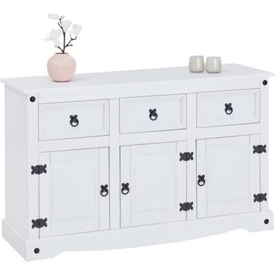 Idimex Buffet RURAL avec 3 tiroirs et 3 portes, style mexicain en pin massif blanc Blanc - Publicité Idimex Buffet RURAL avec 3 tiroirs et 3 portes, style mexicain en pin massif blanc Blanc - Publicité
