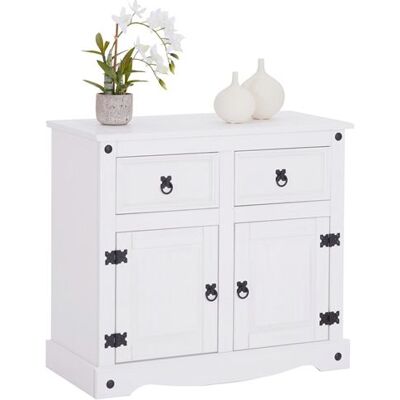 Idimex Buffet salle à manger RURAL L 87 cm en bois massif - Blanc Blanc - Publicité Idimex Buffet salle à manger RURAL L 87 cm en bois massif - Blanc Blanc - Publicité