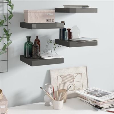 Non communiqué vidaXL Wandschappen zwevend 4 st 23x23,5x3,8 cm MDF hoogglans grijs323783 Gris - Publicité Non communiqué vidaXL Wandschappen zwevend 4 st 23x23,5x3,8 cm MDF hoogglans grijs323783 Gris - Publicité