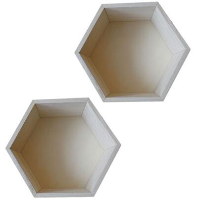 Non communiqué 2 étagères hexagone en bois 24 x 21 x 10 cm Beige - Publicité Non communiqué 2 étagères hexagone en bois 24 x 21 x 10 cm Beige - Publicité