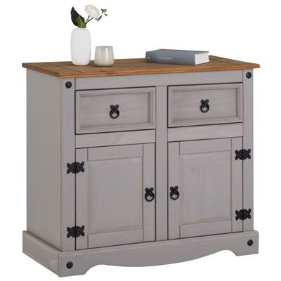 Idimex Buffet salle à manger RAMON L 87 cm en bois massif - Gris Gris/Naturel - Publicité Idimex Buffet salle à manger RAMON L 87 cm en bois massif - Gris Gris/Naturel - Publicité