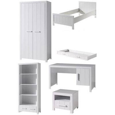 Non communiqué Vipack ERIK Lit simple + Lit gigogne + Armoire + Bureau + Table de Chevet + Bibliothèque Multicolore - Publicité Non communiqué Vipack ERIK Lit simple + Lit gigogne + Armoire + Bureau + Table de Chevet + Bibliothèque Multicolore - Publicité