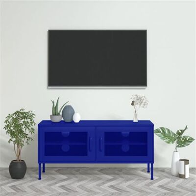 Non communiqué Meuble TV Bleu marine 105x35x50 cm Acier Bleu - Publicité Non communiqué Meuble TV Bleu marine 105x35x50 cm Acier Bleu - Publicité