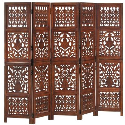 vidaXL Paravent en bois de mangue 5 panneaux marron 200x165 cm - Publicité vidaXL Paravent en bois de mangue 5 panneaux marron 200x165 cm - Publicité