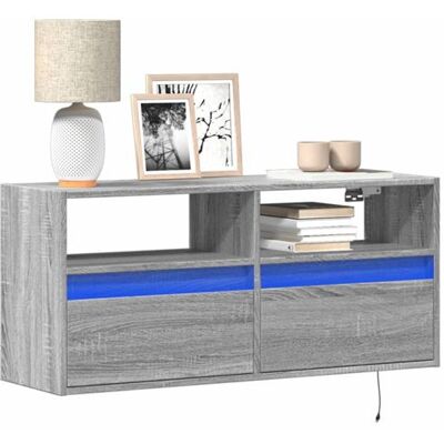 Non communiqué Meuble TV mural avec lumières LED sonoma gris 100x31x45 cm Gris - Publicité Non communiqué Meuble TV mural avec lumières LED sonoma gris 100x31x45 cm Gris - Publicité