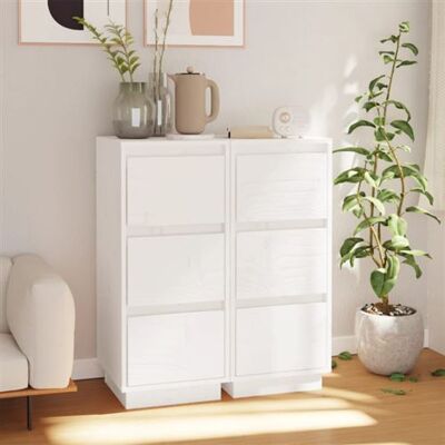 Non communiqué Buffets 2 pcs Blanc 32x34x75 cm Bois massif de pin Blanc - Publicité Non communiqué Buffets 2 pcs Blanc 32x34x75 cm Bois massif de pin Blanc - Publicité