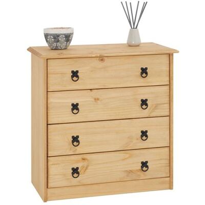 Idimex Commode en pin BARRIO, 4 tiroirs en pin massif finition teintée/cirée Naturel - Publicité Idimex Commode en pin BARRIO, 4 tiroirs en pin massif finition teintée/cirée Naturel - Publicité