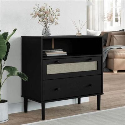Non communiqué vidaXL Buffet SENJA aspect rotin noir 80x40x80 cm bois massif de pin 358021 Noir - Publicité Non communiqué vidaXL Buffet SENJA aspect rotin noir 80x40x80 cm bois massif de pin 358021 Noir - Publicité