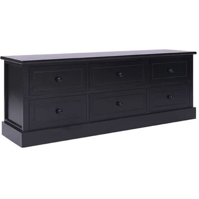 Non communiqué Meuble TV Noir 108x30x40 cm Bois de Paulownia solide Noir - Publicité Non communiqué Meuble TV Noir 108x30x40 cm Bois de Paulownia solide Noir - Publicité