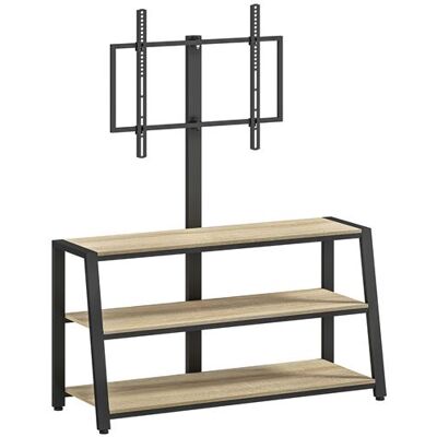 Non communiqué Meuble TV avec support orientable 35° - compatible TV 32-65 pouces max - 3 étagères - acier noir effet bois clair Beige - Publicité Non communiqué Meuble TV avec support orientable 35° - compatible TV 32-65 pouces max - 3 étagères - acier noir effet bois clair Beige - Publicité