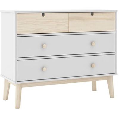 Non communiqué Commode 4 Tiroirs MDF et Pin Coloris Blanc et Naturel - KAINA - ALTOBUY Blanc - Publicité Non communiqué Commode 4 Tiroirs MDF et Pin Coloris Blanc et Naturel - KAINA - ALTOBUY Blanc - Publicité