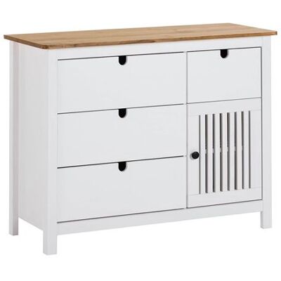 Non communiqué Commode 4 Tiroirs 1 Porte Bois Ciré et Blanc - MALIA - ALTOBUY Blanc - Publicité Non communiqué Commode 4 Tiroirs 1 Porte Bois Ciré et Blanc - MALIA - ALTOBUY Blanc - Publicité