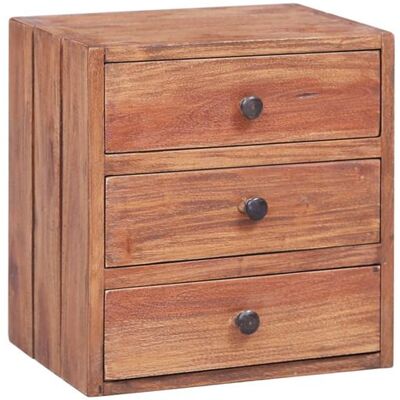 Non communiqué Table de chevet avec 3 tiroirs 35x25x35 cm bois d acajou massif Brun - Publicité Non communiqué Table de chevet avec 3 tiroirs 35x25x35 cm bois d acajou massif Brun - Publicité