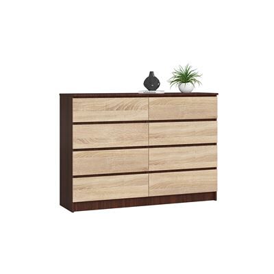 Non communiqué Commode AKORD K140 Wengé 138 cm 8 tiroirs façade Chêne Sonoma 138x40x99 cm Wengé / Chêne Sonoma - Publicité Non communiqué Commode AKORD K140 Wengé 138 cm 8 tiroirs façade Chêne Sonoma 138x40x99 cm Wengé / Chêne Sonoma - Publicité