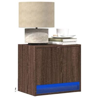 Non communiqué vidaXL Tables de chevet murales avec lumières LED 2 pcs chêne marron, table de chevet flottante, support de téléphone, table 852088 Marron - Publicité Non communiqué vidaXL Tables de chevet murales avec lumières LED 2 pcs chêne marron, table de chevet flottante, support de téléphone, table 852088 Marron - Publicité