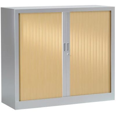 Vinco Armoire Monobloc H100xL120xP43 cm 2 Tablettes Alu Rideaux Chêne Clair Aluminium - Chêne Clair - Publicité Vinco Armoire Monobloc H100xL120xP43 cm 2 Tablettes Alu Rideaux Chêne Clair Aluminium - Chêne Clair - Publicité