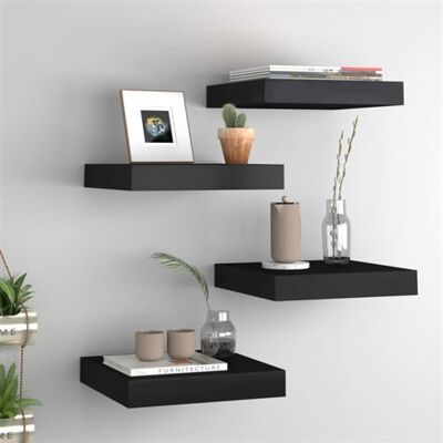 Non communiqué Étagères murales flottantes 4 pcs noir 23x23,5x3,8 cm MDF Noir - Publicité Non communiqué Étagères murales flottantes 4 pcs noir 23x23,5x3,8 cm MDF Noir - Publicité