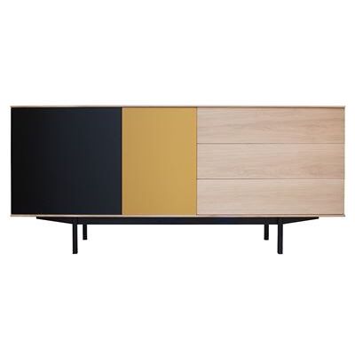 Non communiqué Buffet PIROTAIS chêne blanchi wengé noir et laqué 2 portes 3 tiroirs - 180L x 48P Noir - Publicité Non communiqué Buffet PIROTAIS chêne blanchi wengé noir et laqué 2 portes 3 tiroirs - 180L x 48P Noir - Publicité