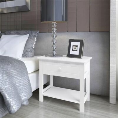 vidaXL Table de chevet Bois Blanc Blanc - Publicité vidaXL Table de chevet Bois Blanc Blanc - Publicité