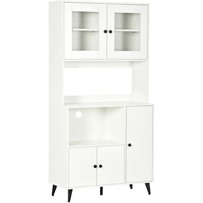 Non communiqué Buffet haut armoire de cuisine sur pied - 5 portes, 4 étagères, niche, plan de travail - blanc noir Blanc - Publicité Non communiqué Buffet haut armoire de cuisine sur pied - 5 portes, 4 étagères, niche, plan de travail - blanc noir Blanc - Publicité