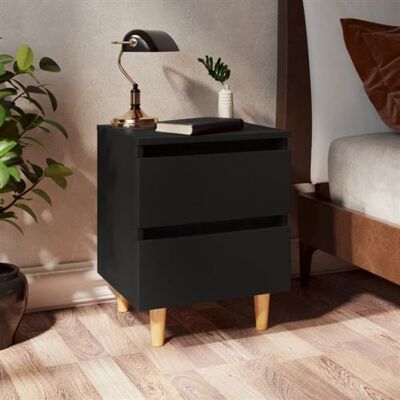Non communiqué Tables de chevet avec pieds en pin 2 pcs Noir 40x35x50 cm Noir - Publicité Non communiqué Tables de chevet avec pieds en pin 2 pcs Noir 40x35x50 cm Noir - Publicité