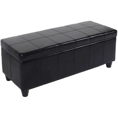 Générique Banc coffre de rangement Kriens, cuir + simili cuir, 112x45x45cm noir Noir - Publicité Générique Banc coffre de rangement Kriens, cuir + simili cuir, 112x45x45cm noir Noir - Publicité