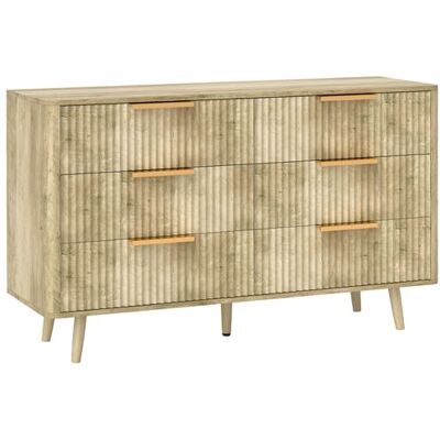 Non communiqué Commode 6 tiroirs effet bois façades cannelées poignées métal doré Beige - Publicité Non communiqué Commode 6 tiroirs effet bois façades cannelées poignées métal doré Beige - Publicité