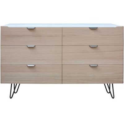 Non communiqué Commode chêne massif et laqué 6 tiroirs bois clair - Publicité Non communiqué Commode chêne massif et laqué 6 tiroirs bois clair - Publicité