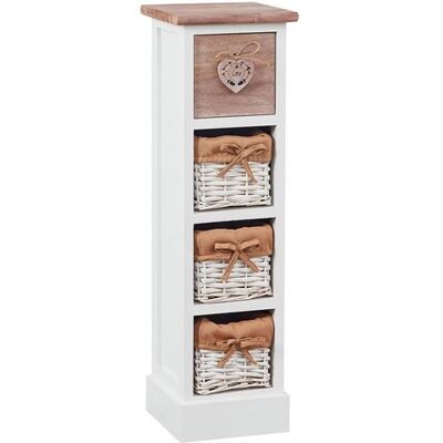 Idimex Chiffonnier FLOWER H 70 cm en bois massif 1 tiroir et 3 paniers Blanc/Brun - Publicité Idimex Chiffonnier FLOWER H 70 cm en bois massif 1 tiroir et 3 paniers Blanc/Brun - Publicité