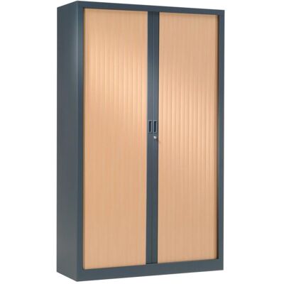 Vinco Armoire Monobloc H160xL 80xP43 cm 3T Anthracite Rideaux Hêtre Anthracite - Hêtre - Publicité Vinco Armoire Monobloc H160xL 80xP43 cm 3T Anthracite Rideaux Hêtre Anthracite - Hêtre - Publicité