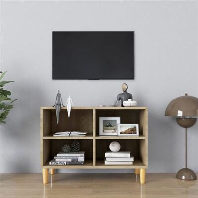 Non communiqué Meuble TV avec pieds en bois massif Chêne sonoma 69,5x30x50 cm chêne sonoma - Publicité Non communiqué Meuble TV avec pieds en bois massif Chêne sonoma 69,5x30x50 cm chêne sonoma - Publicité