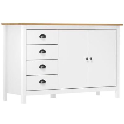 Non communiqué Buffet Hill Blanc 130x40x80 cm Bois de pin solide blanc et marron miel - Publicité Non communiqué Buffet Hill Blanc 130x40x80 cm Bois de pin solide blanc et marron miel - Publicité