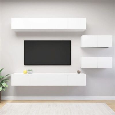 Non communiqué Ensemble de meubles TV 6 pcs Blanc Bois d ingénierie Blanc - Publicité Non communiqué Ensemble de meubles TV 6 pcs Blanc Bois d ingénierie Blanc - Publicité