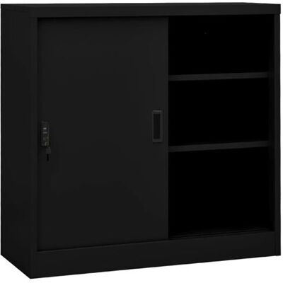 Non communiqué Armoire de bureau avec porte coulissante Noir 90x40x90 cm Acier Noir - Publicité Non communiqué Armoire de bureau avec porte coulissante Noir 90x40x90 cm Acier Noir - Publicité
