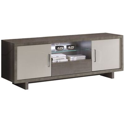 Non communiqué Meuble TV 2 Portes Gris Acier Metallisé et Gris Mat avec Leds - AUXANE - ALTOBUY Gris - Publicité Non communiqué Meuble TV 2 Portes Gris Acier Metallisé et Gris Mat avec Leds - AUXANE - ALTOBUY Gris - Publicité