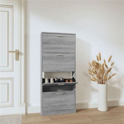 Armoire à chaussures gris Sonoma 59x17x150 cm vidaXL - Publicité Armoire à chaussures gris Sonoma 59x17x150 cm vidaXL - Publicité