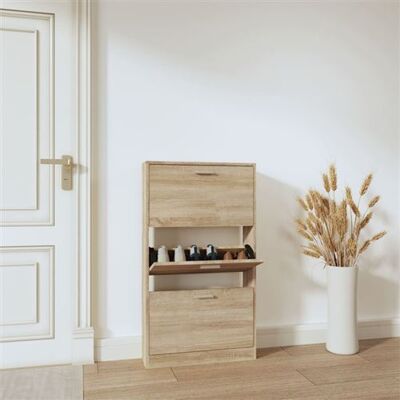vidaXL Armoire à chaussures chêne 59x17x108 cm - Meuble à chaussures - Publicité vidaXL Armoire à chaussures chêne 59x17x108 cm - Meuble à chaussures - Publicité