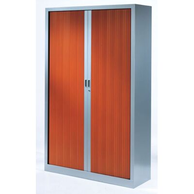 Vinco Armoire Monobloc H198xL120xP43 cm 4 Tablettes Alu Rideaux Merisier Aluminium - Merisier - Publicité Vinco Armoire Monobloc H198xL120xP43 cm 4 Tablettes Alu Rideaux Merisier Aluminium - Merisier - Publicité