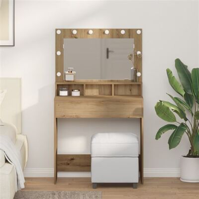 vidaXL Artisan Eiche Holzwerkstoff 79 x 41 x 135 cm Frisiertisch Beige - Coiffeuse - Publicité vidaXL Artisan Eiche Holzwerkstoff 79 x 41 x 135 cm Frisiertisch Beige - Coiffeuse - Publicité