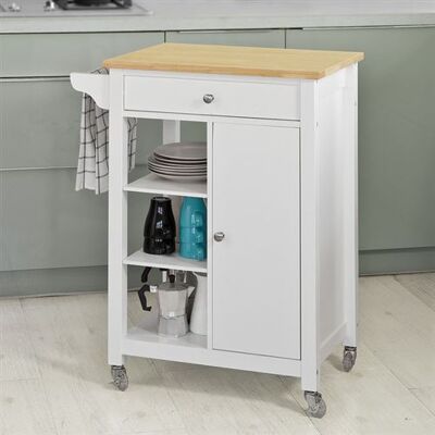 SoBuy FKW46-WN Desserte roulante Chariot de cuisine de service Meuble de Rangement Blanc - Publicité SoBuy FKW46-WN Desserte roulante Chariot de cuisine de service Meuble de Rangement Blanc - Publicité