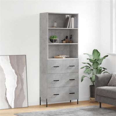 Non communiqué Buffet haut Gris béton 69,5x34x180 cm Bois d ingénierie Gris - Publicité Non communiqué Buffet haut Gris béton 69,5x34x180 cm Bois d ingénierie Gris - Publicité