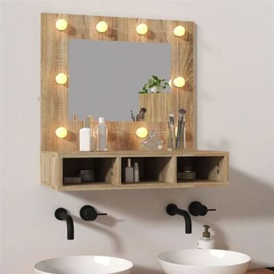 vidaXL Chêne Sonoma Éclairage LED Miroir Mural - Cabinet de salle de bain - Publicité vidaXL Chêne Sonoma Éclairage LED Miroir Mural - Cabinet de salle de bain - Publicité
