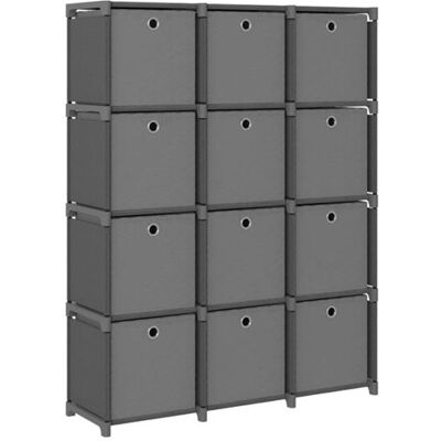 Non communiqué Étagère à 12 cubes avec boîtes Gris 103x30x141 cm Tissu Gris - Publicité Non communiqué Étagère à 12 cubes avec boîtes Gris 103x30x141 cm Tissu Gris - Publicité