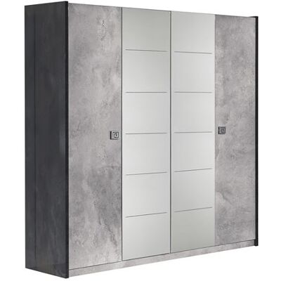 Non communiqué Armoire 4 Portes avec Miroir Gris Effet Pierre - HYDE - ALTOBUY Gris - Publicité Non communiqué Armoire 4 Portes avec Miroir Gris Effet Pierre - HYDE - ALTOBUY Gris - Publicité