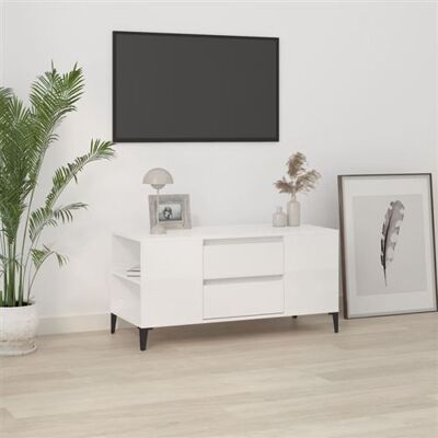 Non communiqué Meuble TV Blanc brillant 102x44,5x50 cm Bois d ingénierie Blanc - Publicité Non communiqué Meuble TV Blanc brillant 102x44,5x50 cm Bois d ingénierie Blanc - Publicité