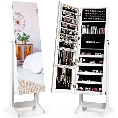 Costway Armoire à Bijoux avec Miroir - 41x36,5x146cm Blanc - Publicité Costway Armoire à Bijoux avec Miroir - 41x36,5x146cm Blanc - Publicité