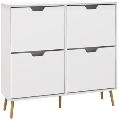 Non communiqué Meuble à chaussures design scandinave 4 portes abattantes 4 étagères réglables bois pin panneaux blanc Blanc - Publicité Non communiqué Meuble à chaussures design scandinave 4 portes abattantes 4 étagères réglables bois pin panneaux blanc Blanc - Publicité