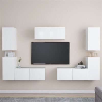 Ensemble de meubles TV blanc 7 pièces vidaXL - Publicité Ensemble de meubles TV blanc 7 pièces vidaXL - Publicité