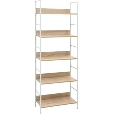 Non communiqué Bibliothèque à 5 niveaux chêne 60x27,6x158,5 cm bois ingénierie chêne et blanc - Publicité Non communiqué Bibliothèque à 5 niveaux chêne 60x27,6x158,5 cm bois ingénierie chêne et blanc - Publicité